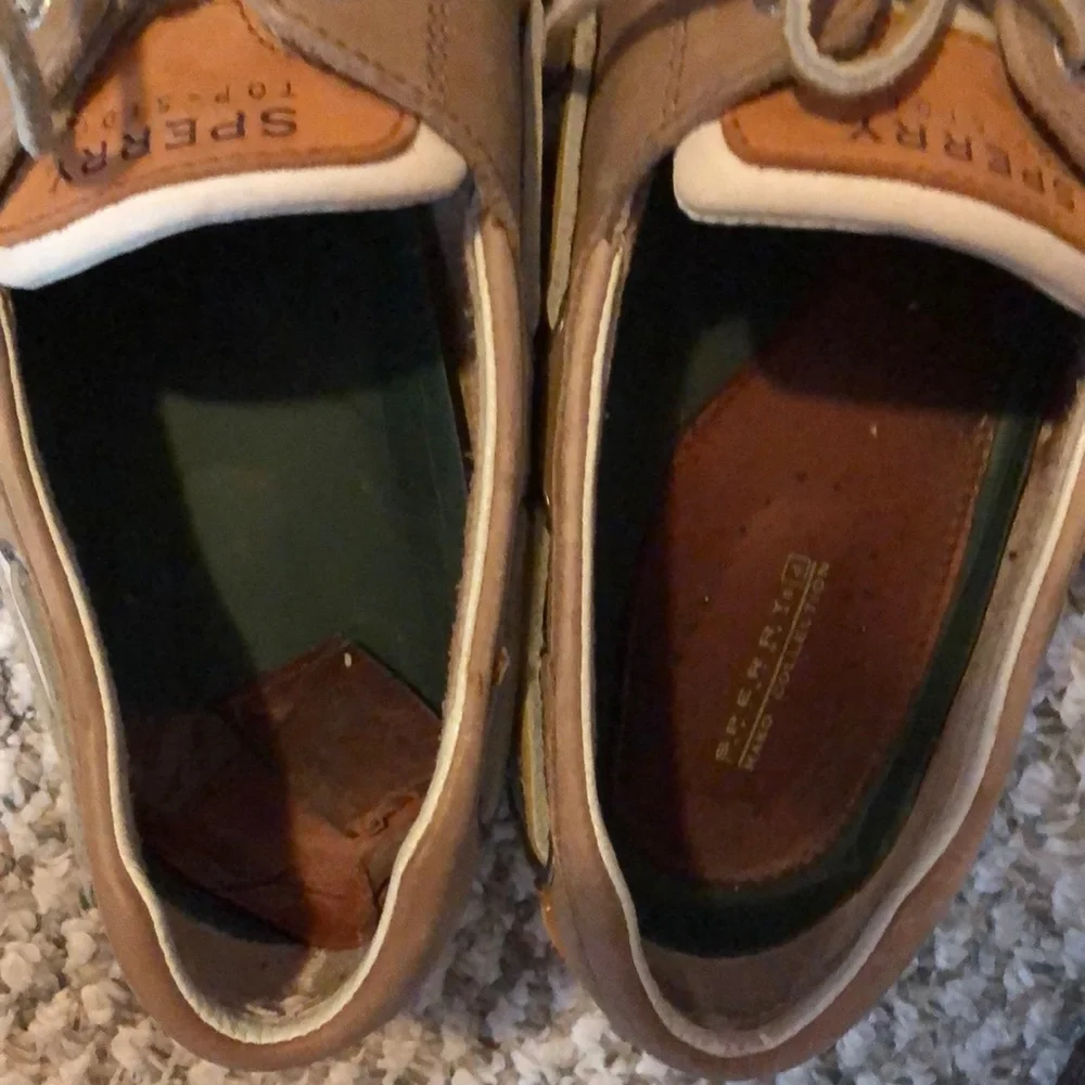 Sperry off white and tan leather Top Siders